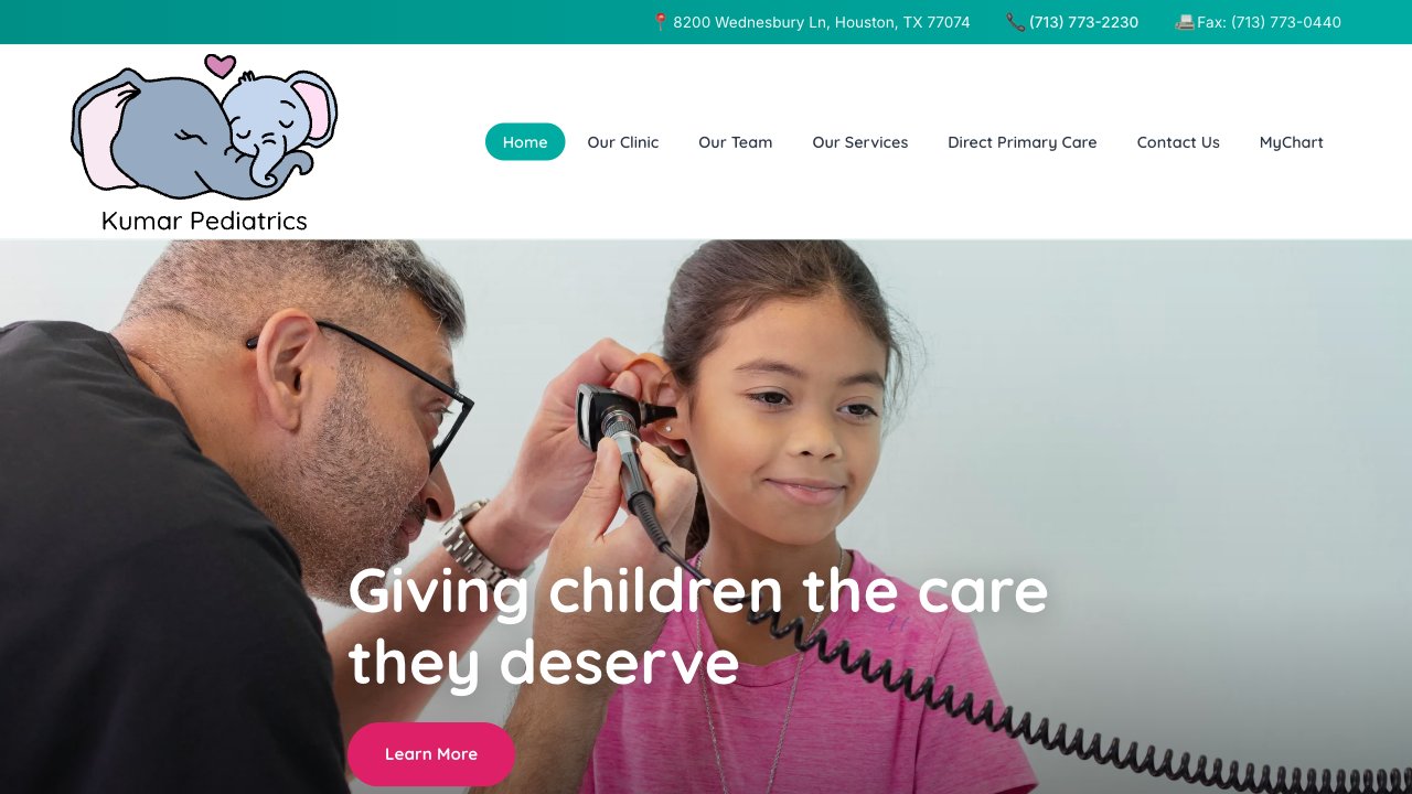 Kumar Pediatrics website screenshot